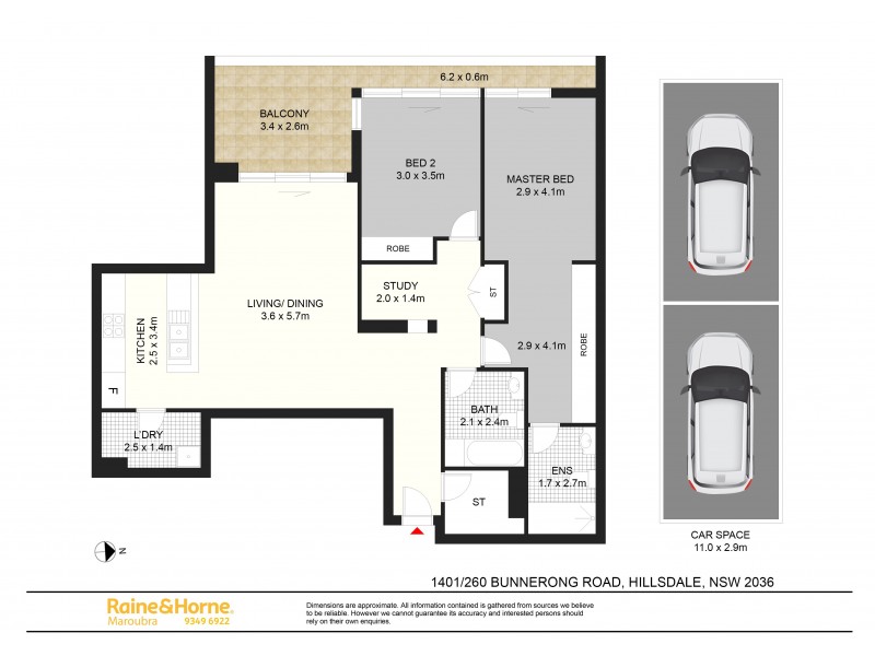 1401/260 Bunnerong Road, Hillsdale NSW 2036 Floorplan