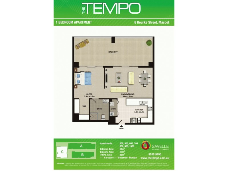 1006C/8 Bourke Street, Mascot NSW 2020 Floorplan