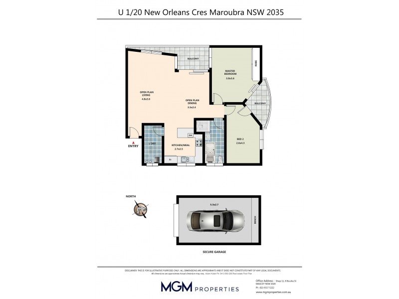 1/20 New Orleans Crescent, Maroubra NSW 2035 Floorplan