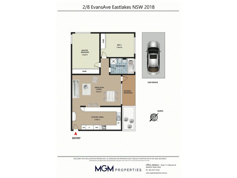 2/8 Evans Avenue, Eastlakes NSW 2018 Floorplan