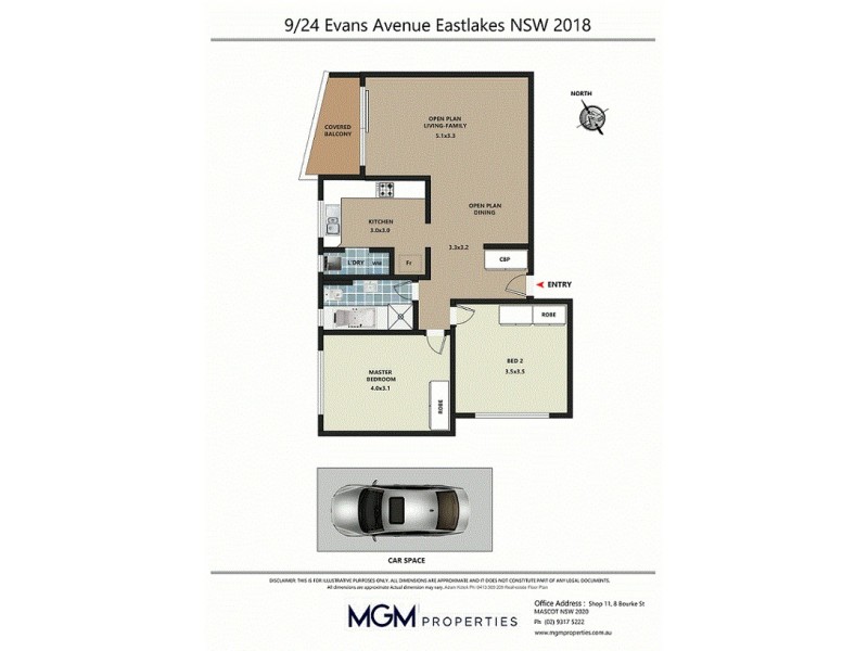 9/24 Evans Avenue, Eastlakes NSW 2018 Floorplan