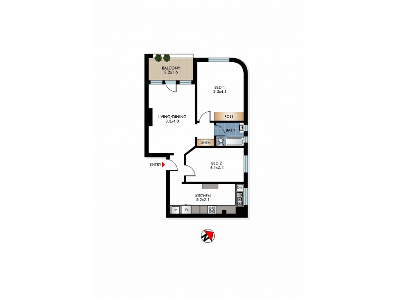 9/26 Ocean Avenue, Double Bay NSW 2028 Floorplan