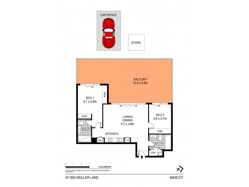 911B/2 Muller Lane, Mascot NSW 2020 Floorplan