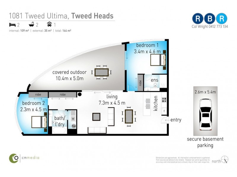 1081/14-22 “Tweed Ultima” Stuart Street, Tweed Heads NSW 2485 Floorplan