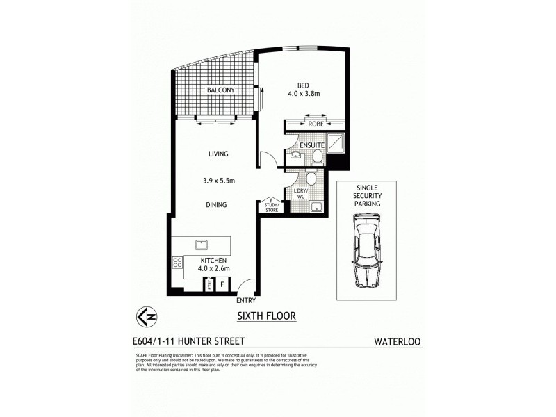 E604/1-11 Hunter Street, Waterloo NSW 2017 Floorplan