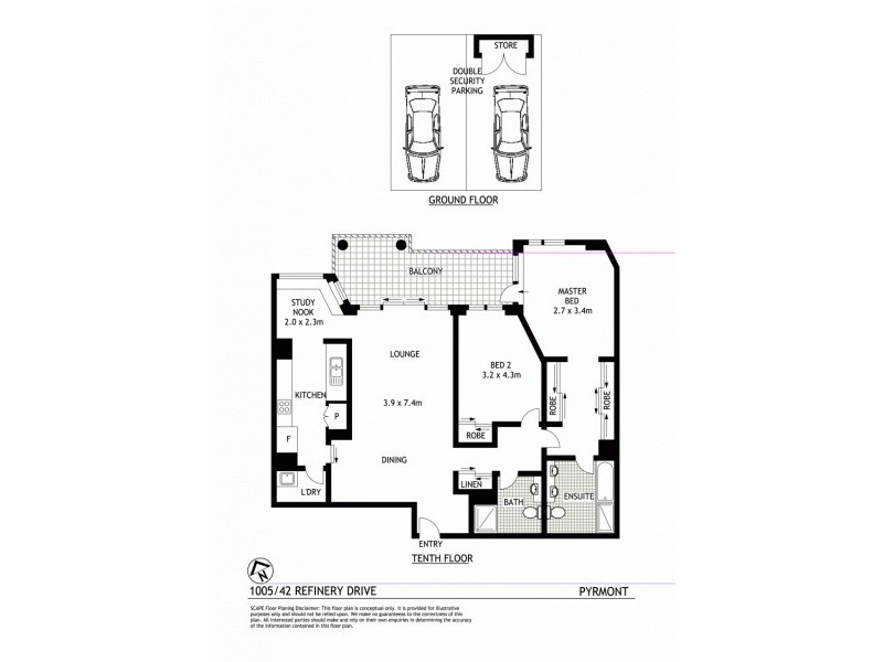 1005/42 Refinery Drive, Pyrmont NSW 2009 Floorplan