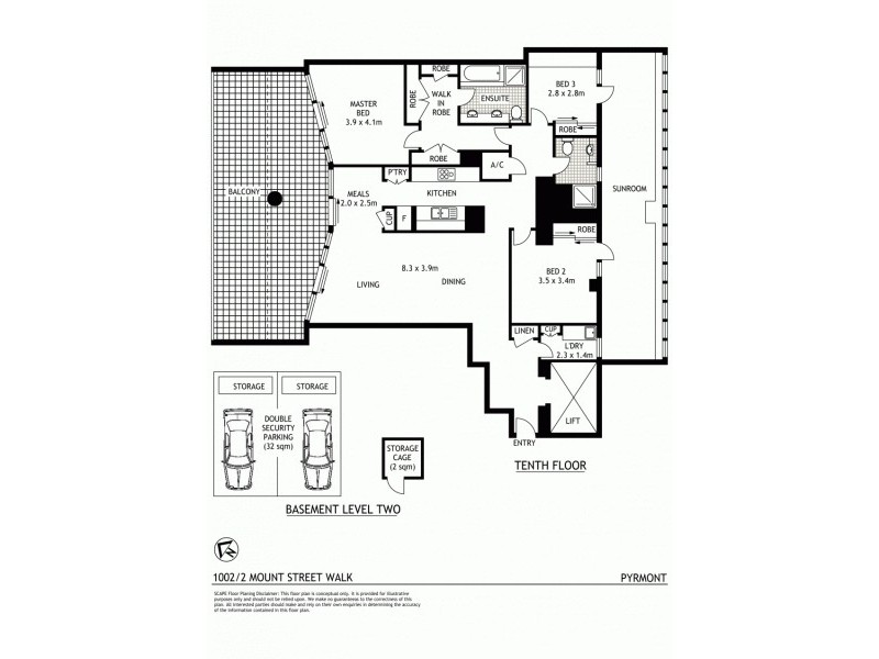 1002/2 Mount Street Walk, Pyrmont NSW 2009 Floorplan