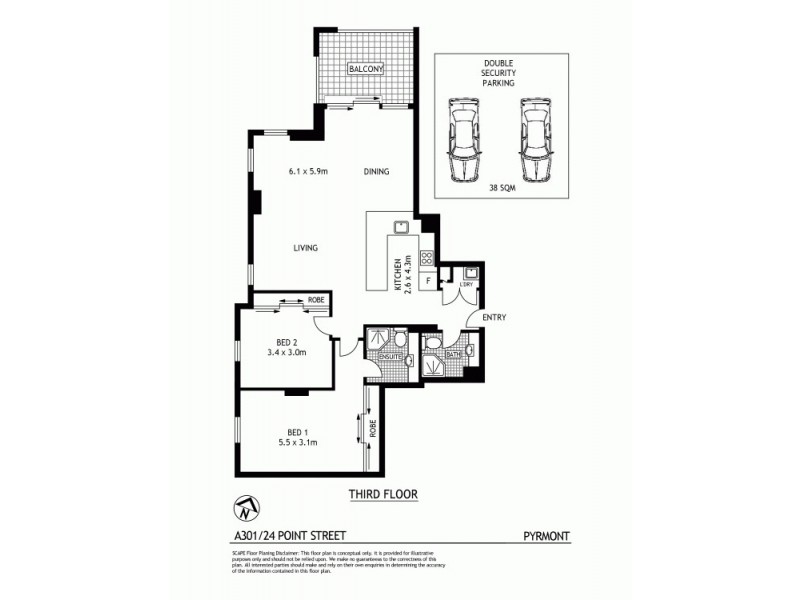 A301/24 Point Street, Pyrmont NSW 2009 Floorplan