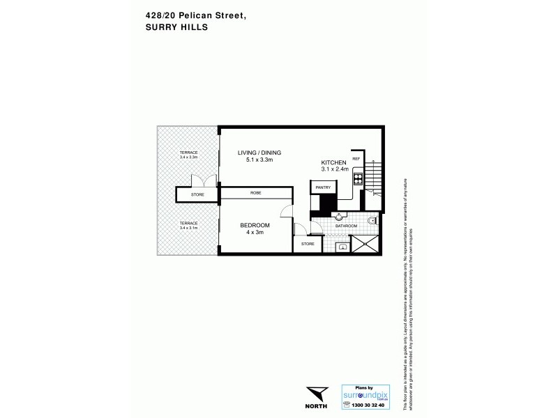 428/20 Pelican Street, Darlinghurst NSW 2010 Floorplan