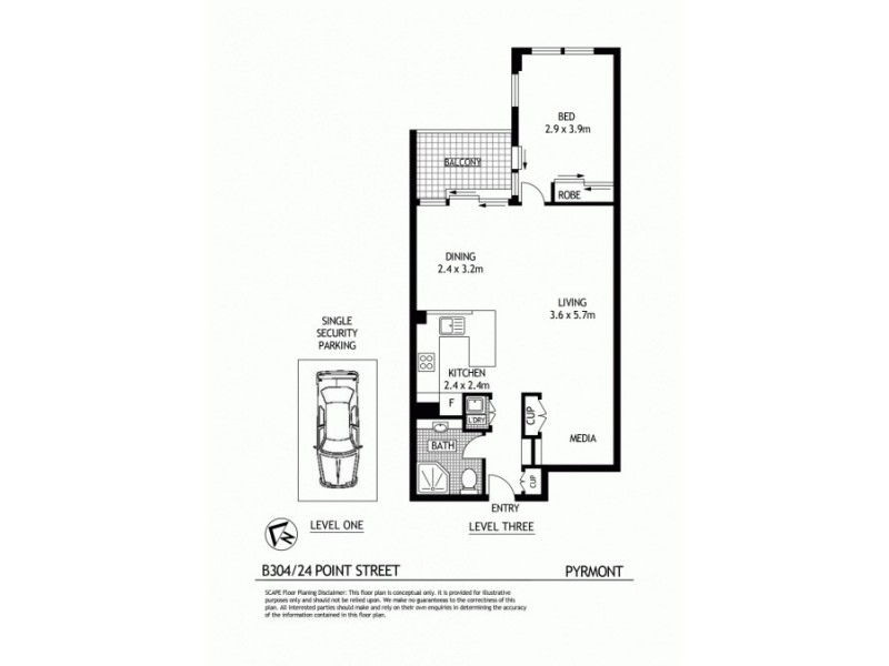 B304/24-26 Point Street, Pyrmont NSW 2009 Floorplan