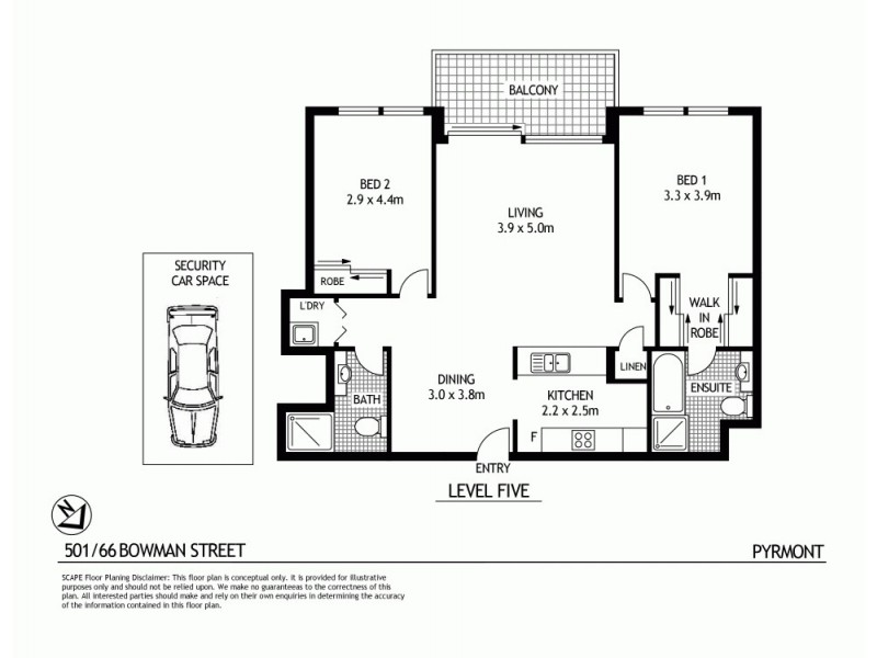 501/66 Bowman Street, Pyrmont NSW 2009 Floorplan