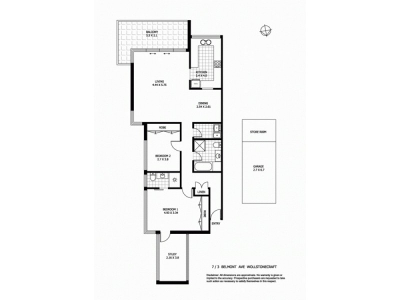 7/3 Belmont Avenue, Wollstonecraft NSW 2065 Floorplan