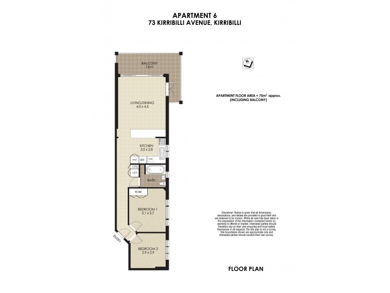 6/73 Kirribilli Avenue, Kirribilli NSW 2061 Floorplan