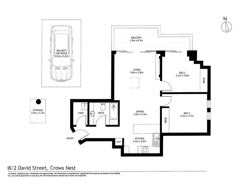 208/2 David Street, Crows Nest NSW 2065 Floorplan