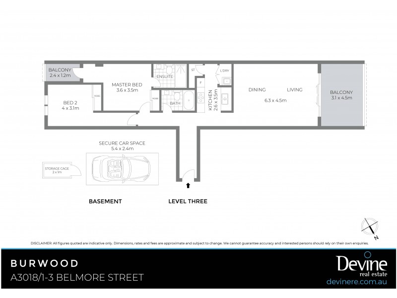 A3018/1-3 Belmore Street, Burwood NSW 2134 Floorplan