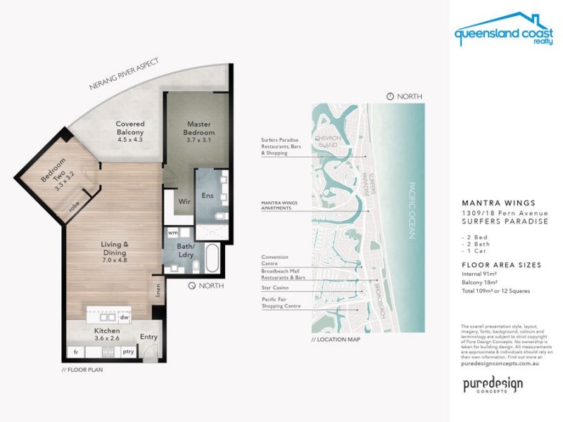 1309/18 Fern Street, Surfers Paradise QLD 4217 Floorplan