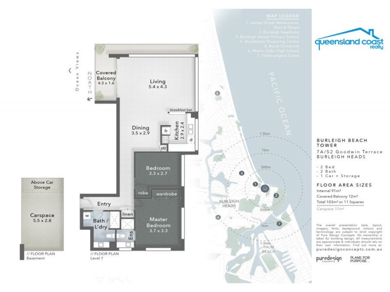 7A/52 Goodwin Terrace, Burleigh Heads QLD 4220 Floorplan