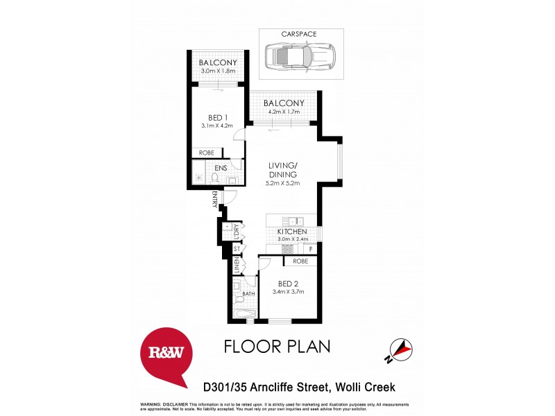 D301/35 Arncliffe Street, Wolli Creek NSW 2205 Floorplan