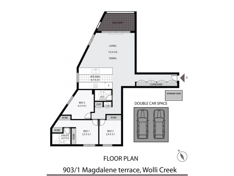 903/1 Magdalene Terrace, Wolli Creek NSW 2205 Floorplan