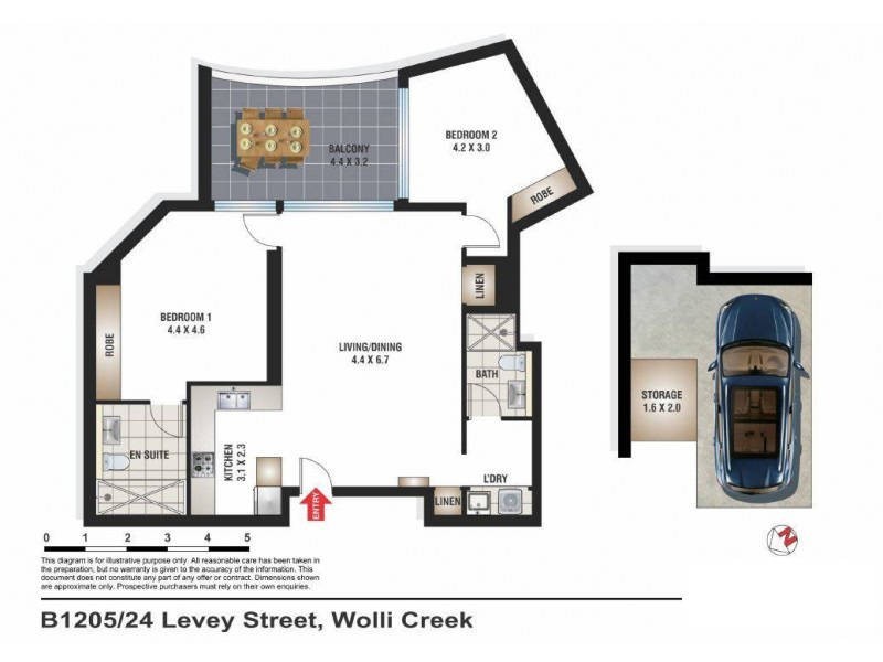 1205/24 Levey Street, Wolli Creek NSW 2205 Floorplan