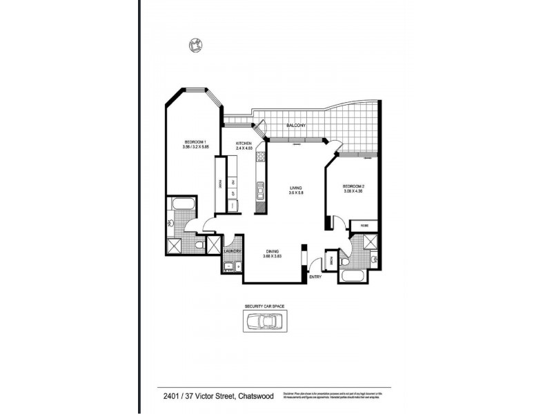 2401/31-37 Victor Street, Chatswood NSW 2067 Floorplan
