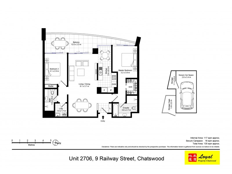2706/9 Railway Street, Chatswood NSW 2067 Floorplan