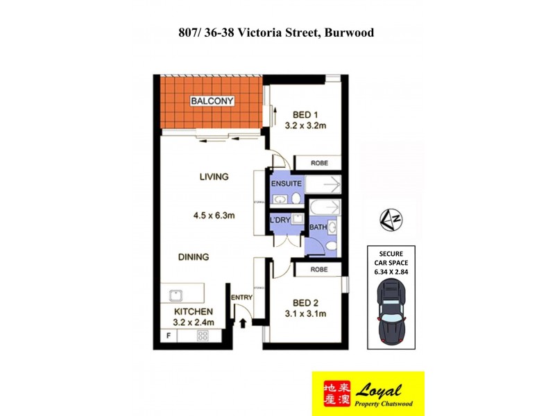 807/36-38 Victoria Street, Burwood NSW 2134 Floorplan