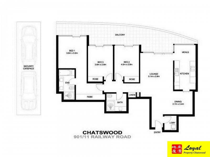 901/11 Railway Street, Chatswood NSW 2067 Floorplan