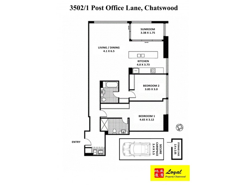 3502/1 Post Office Lane, Chatswood NSW 2067 Floorplan