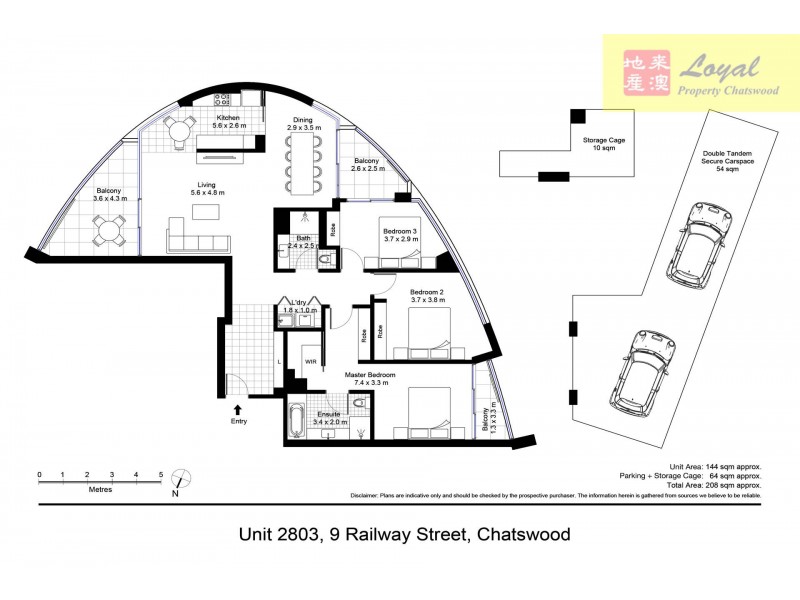 2803/9 Railway Street, Chatswood NSW 2067 Floorplan