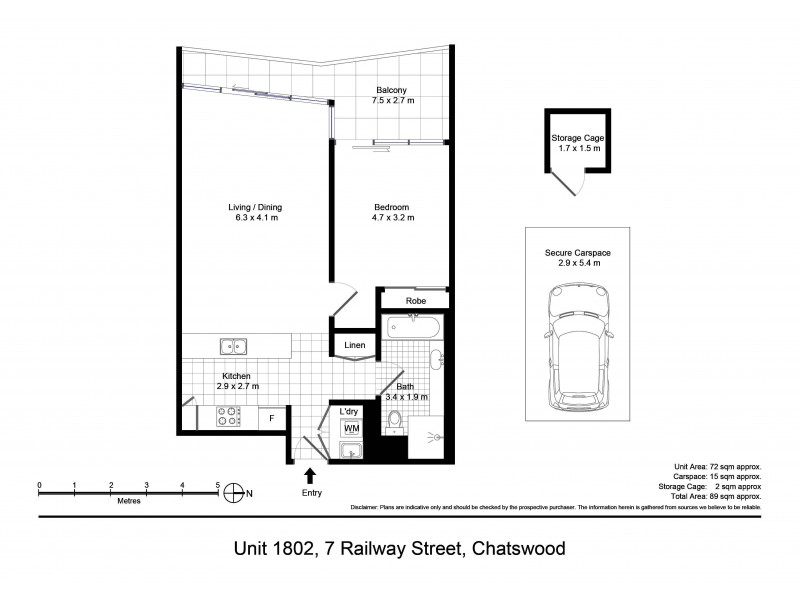 1802/7 Railway Street, Chatswood NSW 2067 Floorplan
