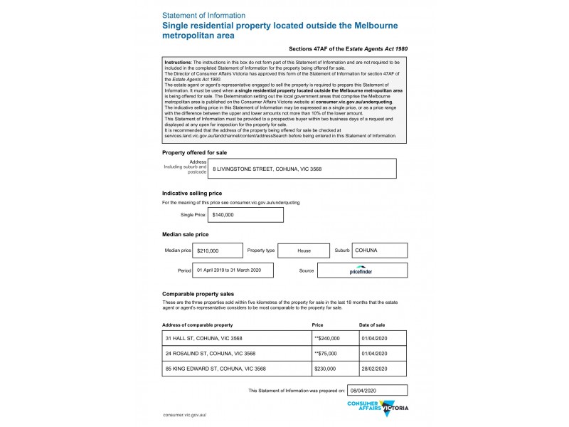 8 LIVINGSTONE STREET, Cohuna VIC 3568