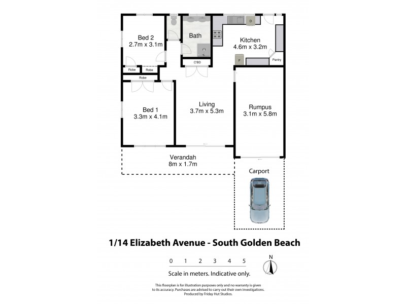 1/14 Elizabeth Avenue, South Golden Beach NSW 2483 Floorplan