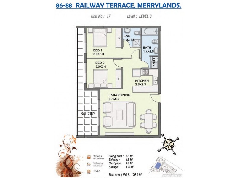 17/86-88 Railway Terrace, Merrylands NSW 2160 Floorplan