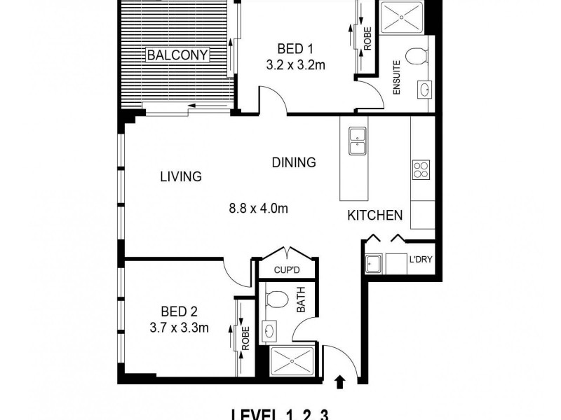 203/1-3 Harrow Road, Bexley NSW 2207 Floorplan