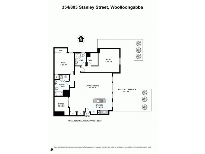 354/803 Stanley Street, Woolloongabba QLD 4102 Floorplan