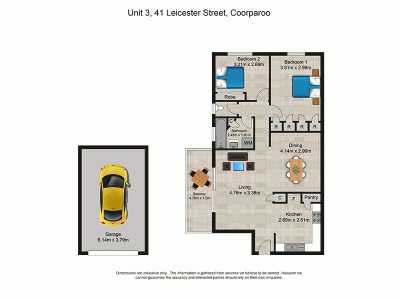 3/41 Leicester St, Coorparoo QLD 4151 Floorplan