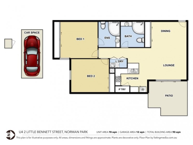 4/2 Little Bennett St, Norman Park QLD 4170 Floorplan