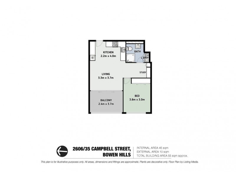 2606/35 Campbell Street, Bowen Hills QLD 4006 Floorplan