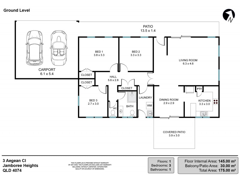 3 Aegean Close, Jamboree Heights QLD 4074 Floorplan