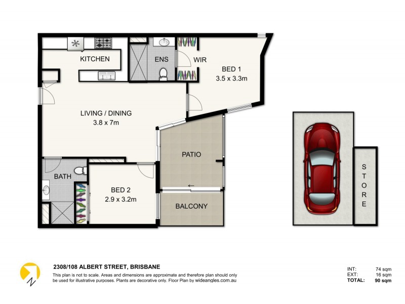 2308/108 Albert Street, Brisbane City QLD 4000 Floorplan