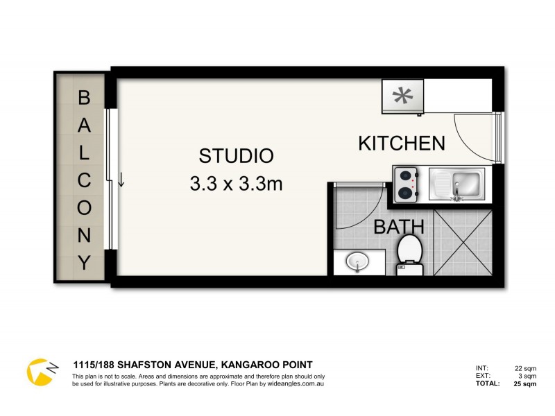 1115/188 Shafston Avenue, Kangaroo Point QLD 4169 Floorplan