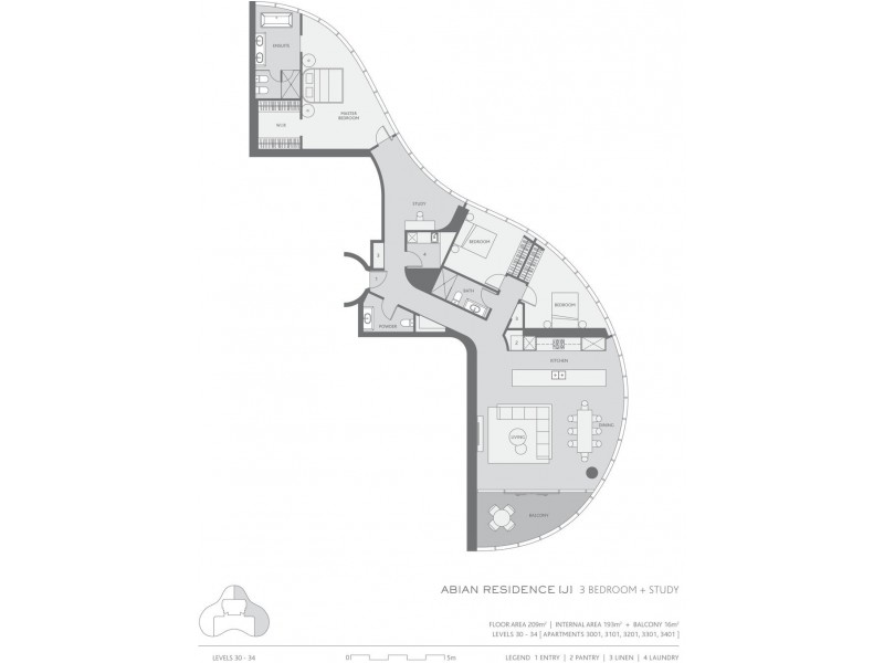 3101/140 Alice St, Brisbane City QLD 4000 Floorplan