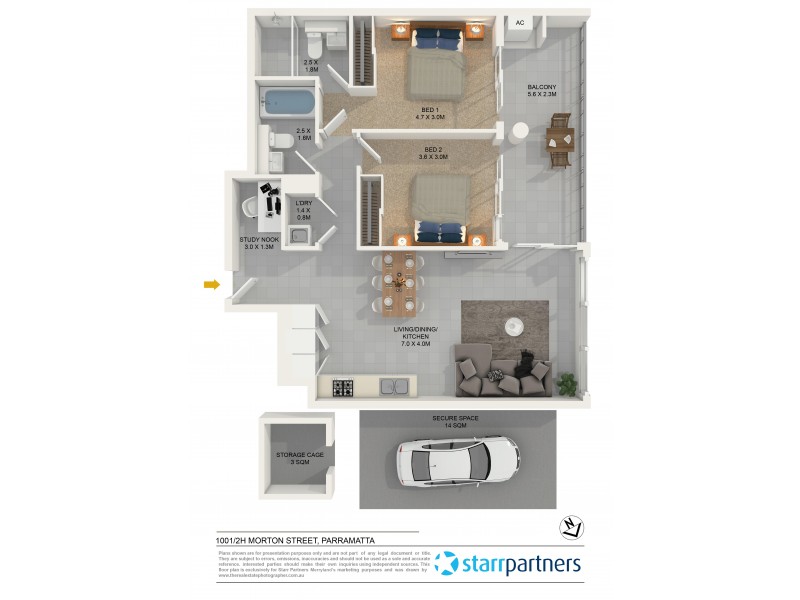 1001/2h Morton Street, Parramatta NSW 2150 Floorplan