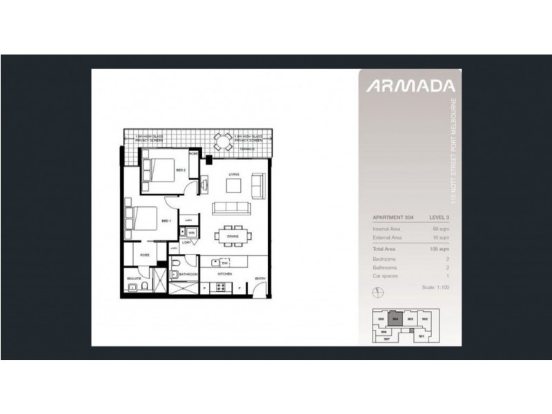 304/115 Nott Street, Port Melbourne VIC 3207 Floorplan