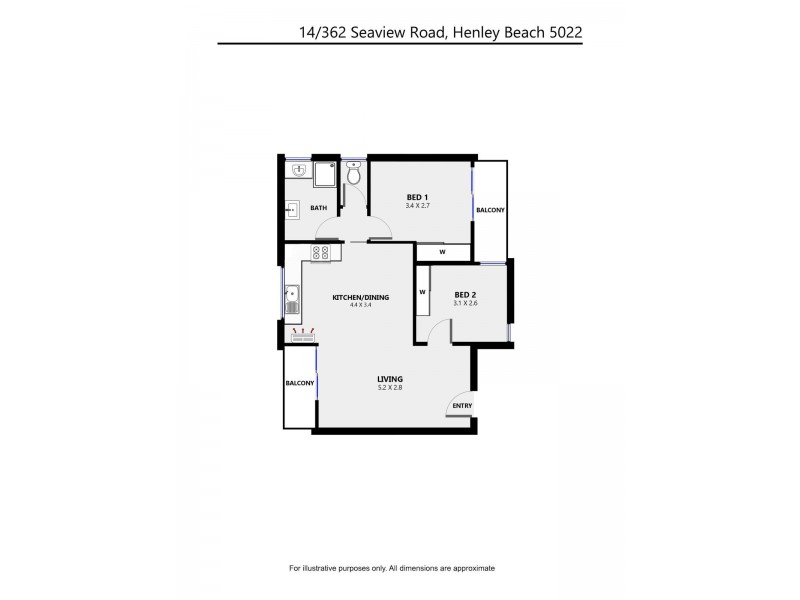 14/362 Seaview Road, Henley Beach SA 5022 Floorplan