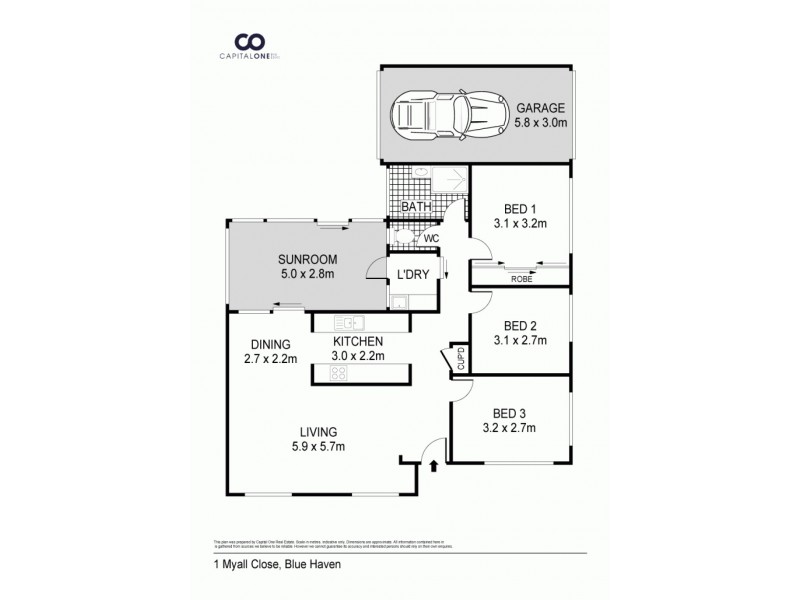 1 Myall Close, Blue Haven NSW 2262 Floorplan
