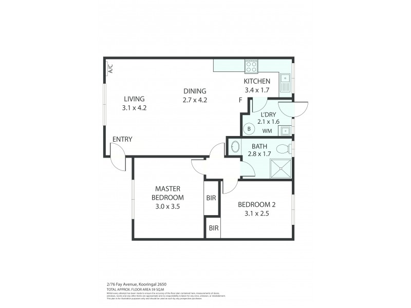 2/76 Fay Avenue, Kooringal NSW 2650 Floorplan