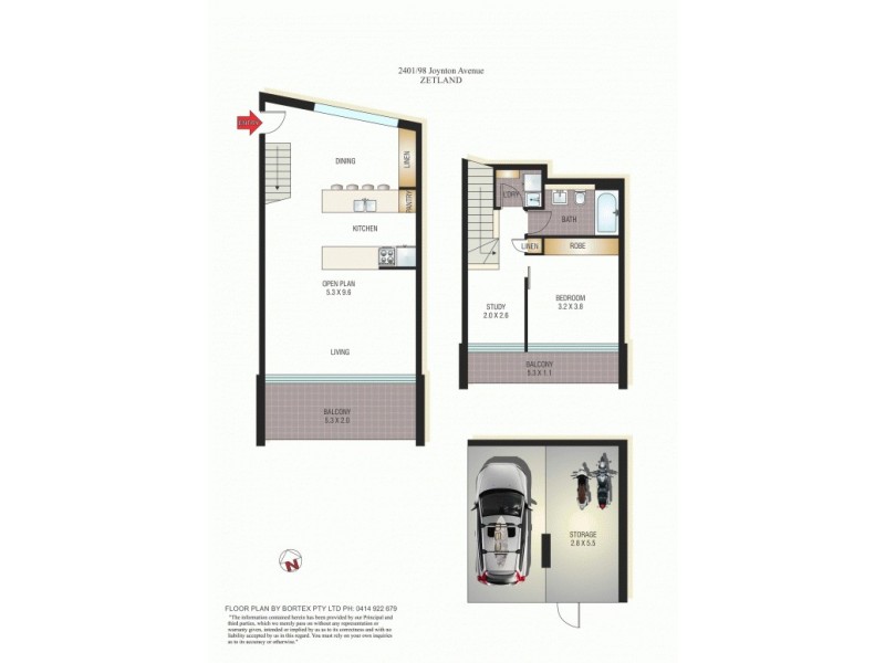 2401/98 Joynton Avenue, Zetland NSW 2017 Floorplan