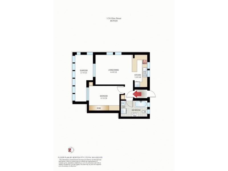 1/24 Glen Street, Bondi NSW 2026 Floorplan